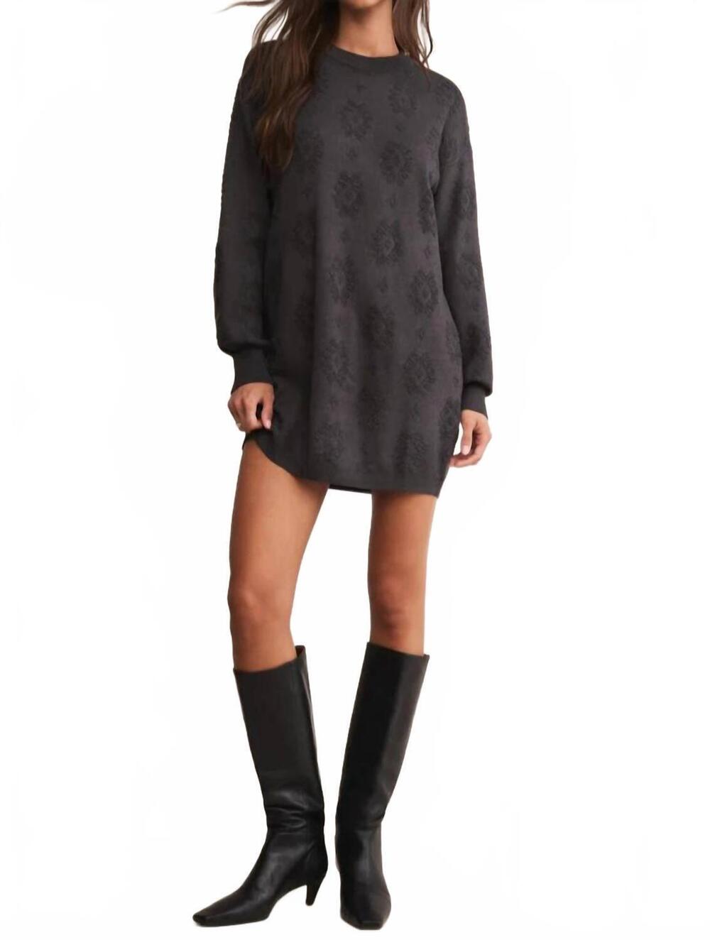 NEW Z SUPPLY amina jacquard sweater mini dress in charcoal heather